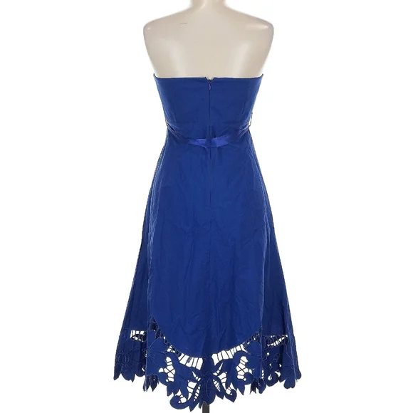 Betsey Johnson Elegant Blue Cutout Strapless Cotton Dress Size 8 - Picture 2 of 12